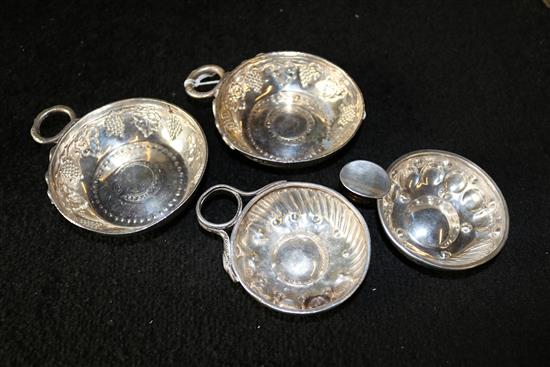 Pair of silver porringers & 2 others